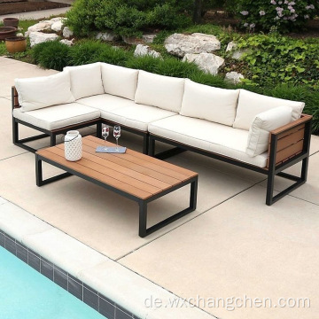 Niedriger Preis Neue Designmöbel Hochdichte Schwamm Metall Aluminiumlegierung wasserdichte Villa Hotel Terrasse Garten Outdoor Sofa